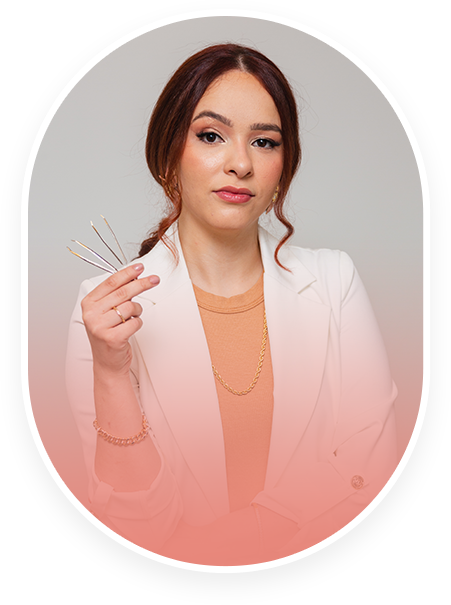 brazilian woman redhead beautician beauty professional eyebrow designer holding tweezers