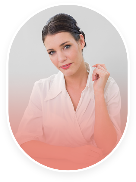 gorgeous brown haired businesswoman posing